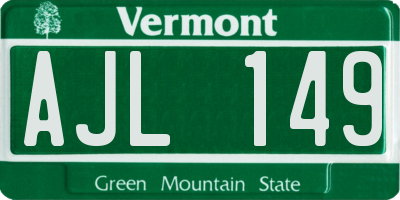 VT license plate AJL149
