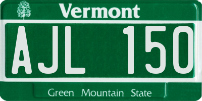 VT license plate AJL150