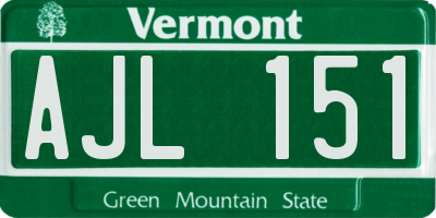 VT license plate AJL151
