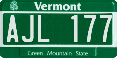 VT license plate AJL177