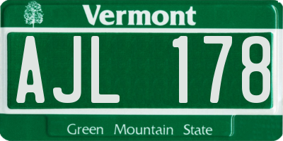 VT license plate AJL178