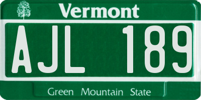 VT license plate AJL189