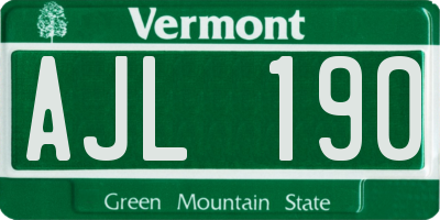 VT license plate AJL190