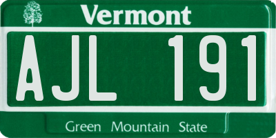 VT license plate AJL191