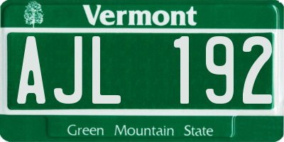VT license plate AJL192