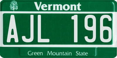 VT license plate AJL196
