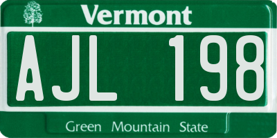 VT license plate AJL198