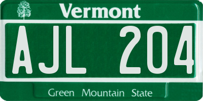 VT license plate AJL204