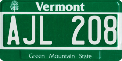 VT license plate AJL208