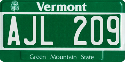 VT license plate AJL209
