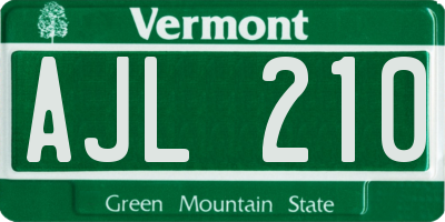 VT license plate AJL210