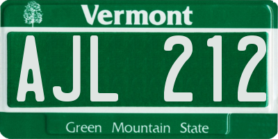 VT license plate AJL212