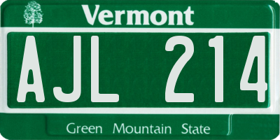 VT license plate AJL214