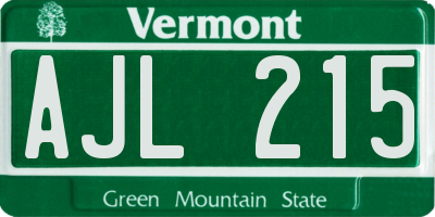 VT license plate AJL215