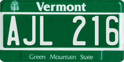 VT license plate AJL216