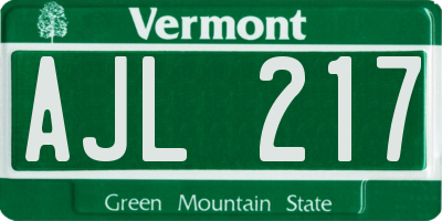 VT license plate AJL217