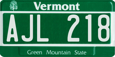 VT license plate AJL218