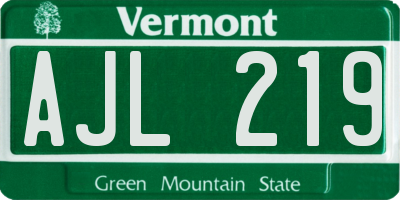 VT license plate AJL219