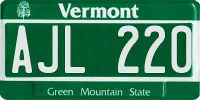VT license plate AJL220
