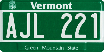 VT license plate AJL221