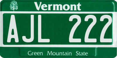 VT license plate AJL222