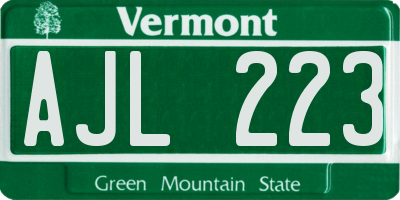 VT license plate AJL223