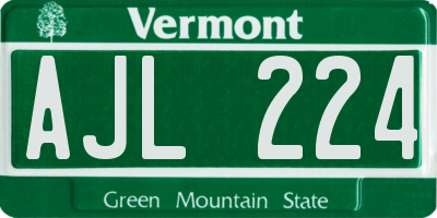 VT license plate AJL224
