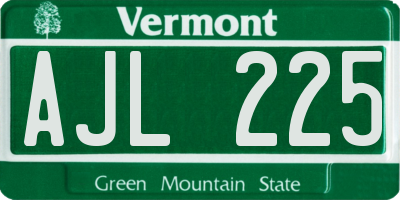 VT license plate AJL225