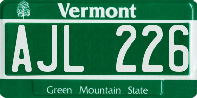 VT license plate AJL226