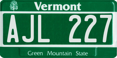 VT license plate AJL227