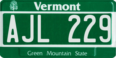 VT license plate AJL229