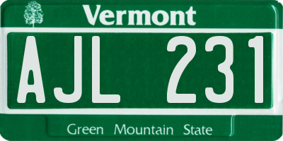 VT license plate AJL231