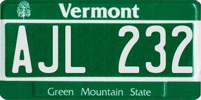 VT license plate AJL232