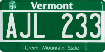 VT license plate AJL233