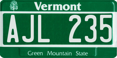 VT license plate AJL235