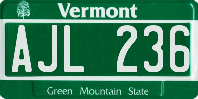 VT license plate AJL236