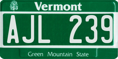 VT license plate AJL239