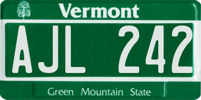 VT license plate AJL242