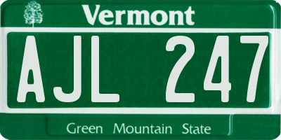 VT license plate AJL247
