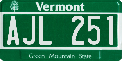 VT license plate AJL251