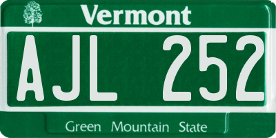 VT license plate AJL252