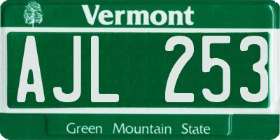VT license plate AJL253