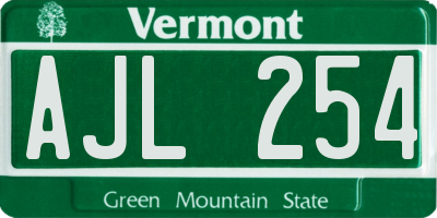 VT license plate AJL254
