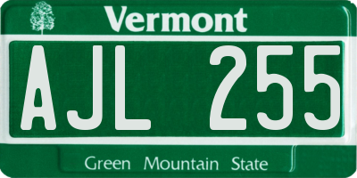 VT license plate AJL255