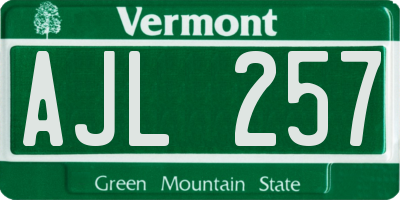 VT license plate AJL257
