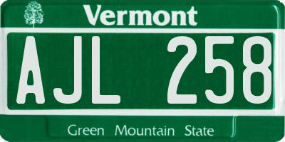 VT license plate AJL258