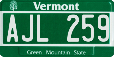VT license plate AJL259
