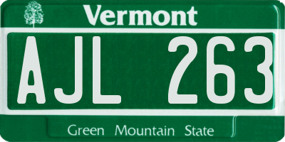 VT license plate AJL263
