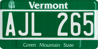 VT license plate AJL265