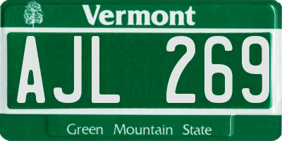 VT license plate AJL269